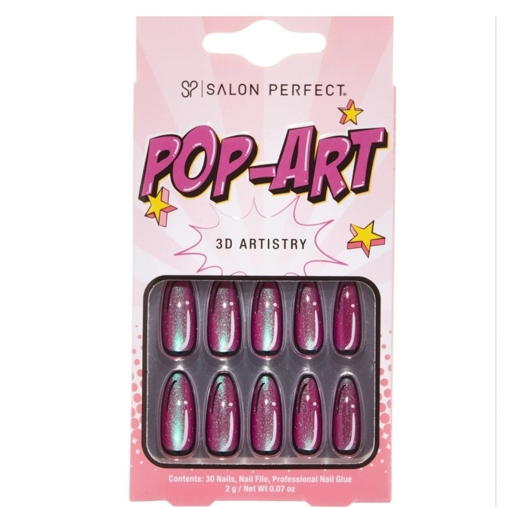Pop-Art Press-On Nails - Pink and Green